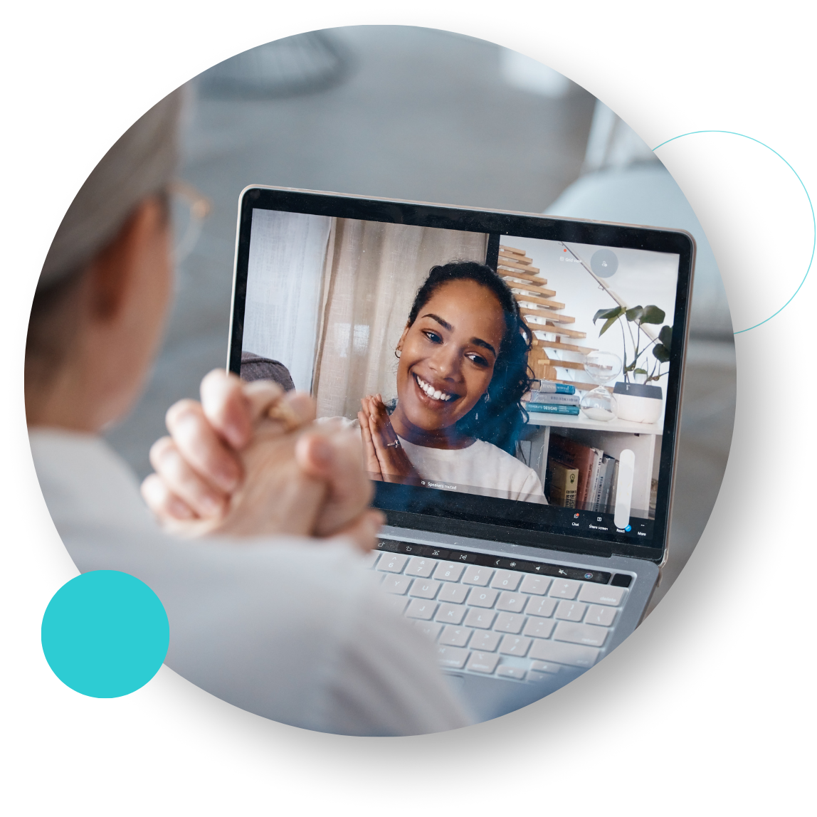 Liaison National Bank mental health professional on a video call with a patient